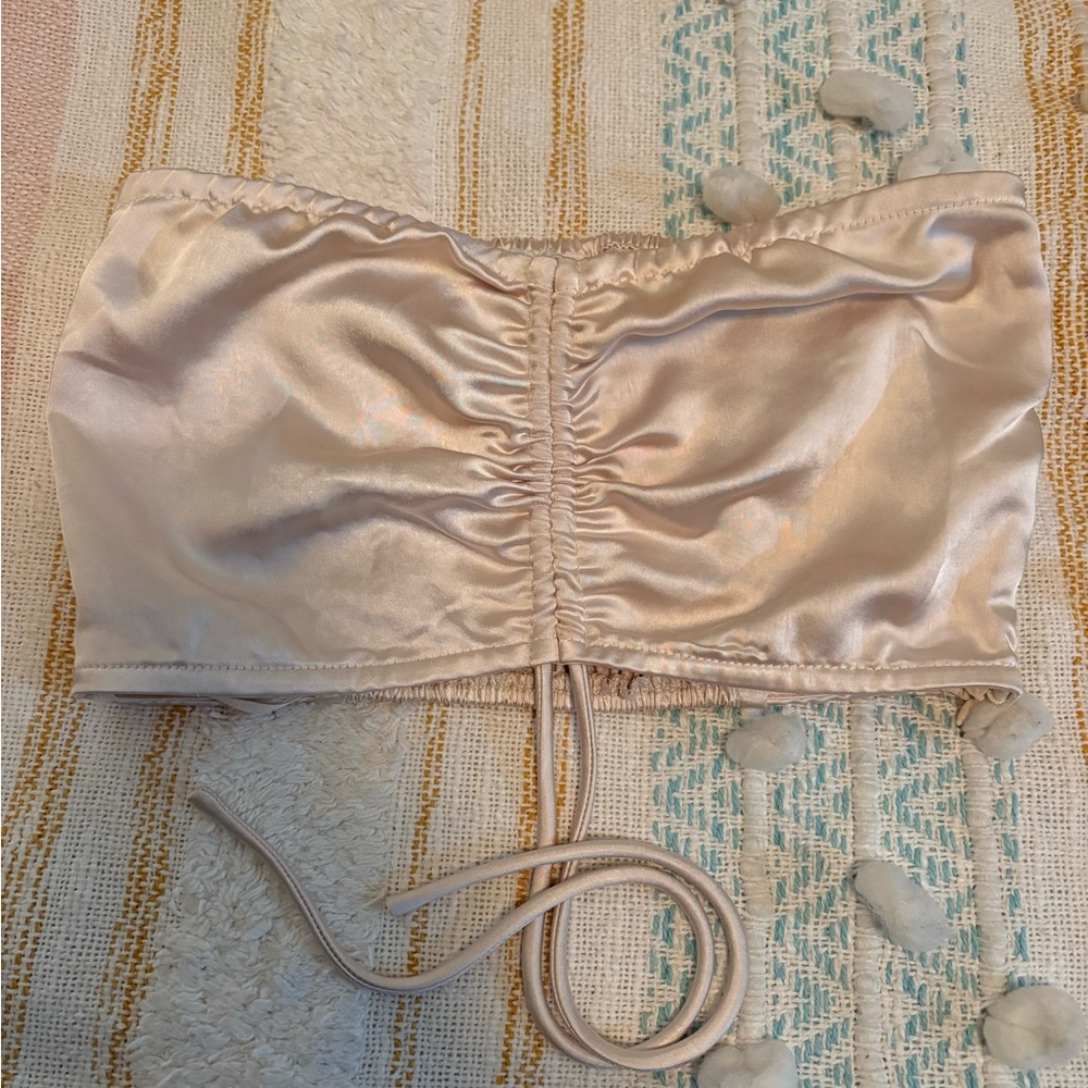 Princess Polly Shimmering Cream Satin Bandeau